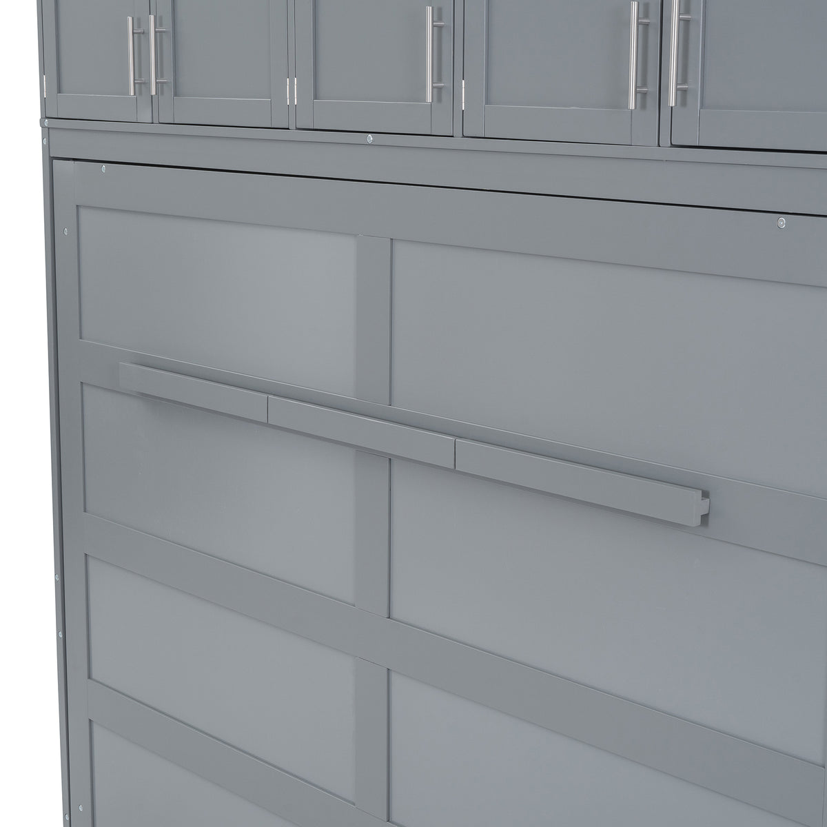 Full Size Murphy Bed Wall Bed with Top Cabinets,Gray