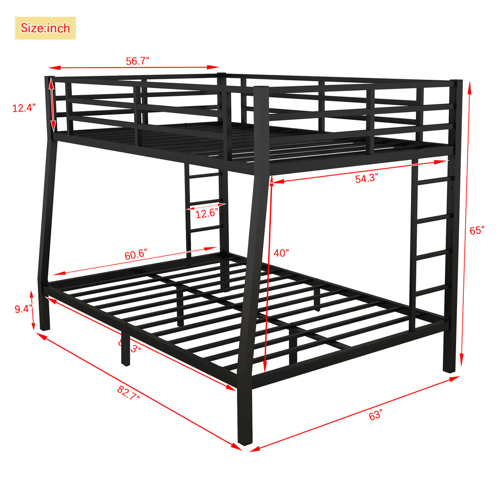 Metal Full XL over Queen Bunk Bed for Teens and Adults,Space-Saving/Noise Reduced/No Box Spring Needed