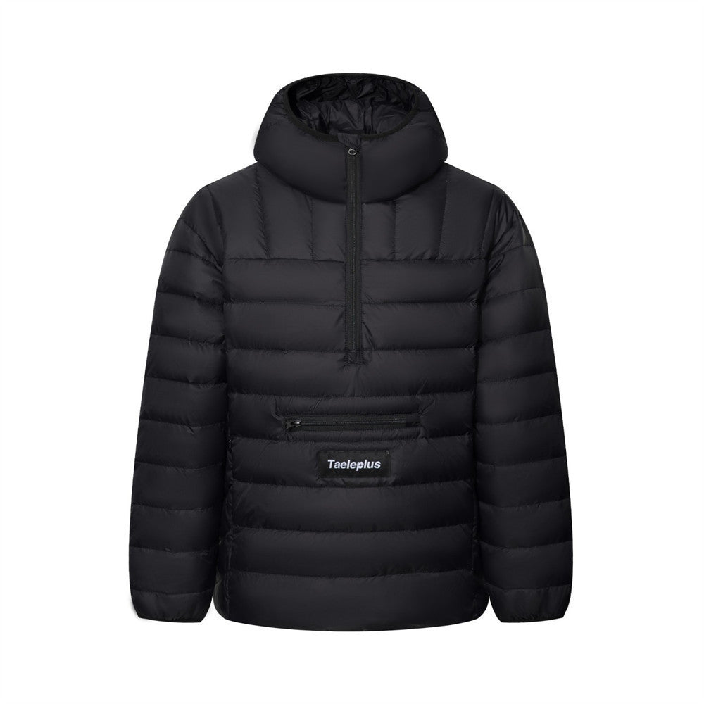 Men's Trendy Loose Quilted Half Zipper Hooded Down Puffer Jacket