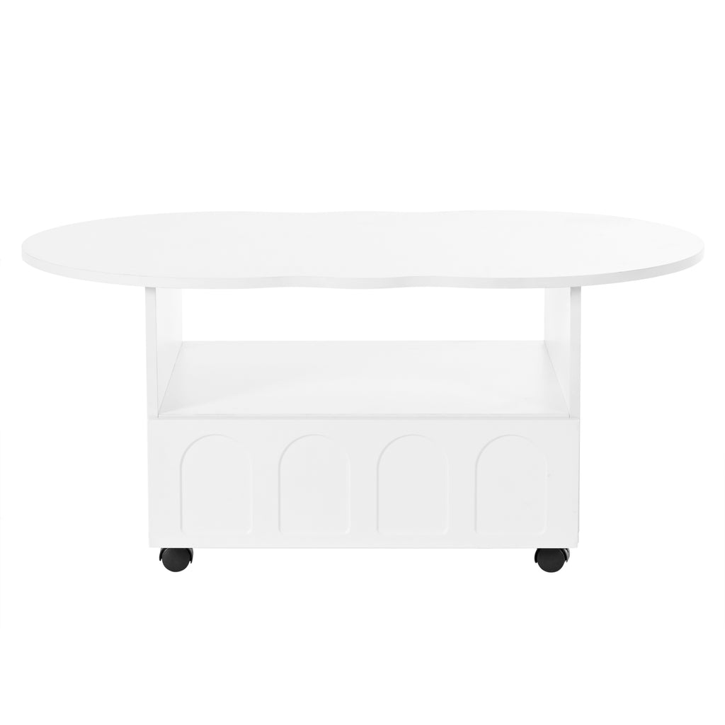Deux ensembles de meubles TV et tables basses ON-TRANS de style crème, adaptés aux téléviseurs de moins de 80 pouces, blancs