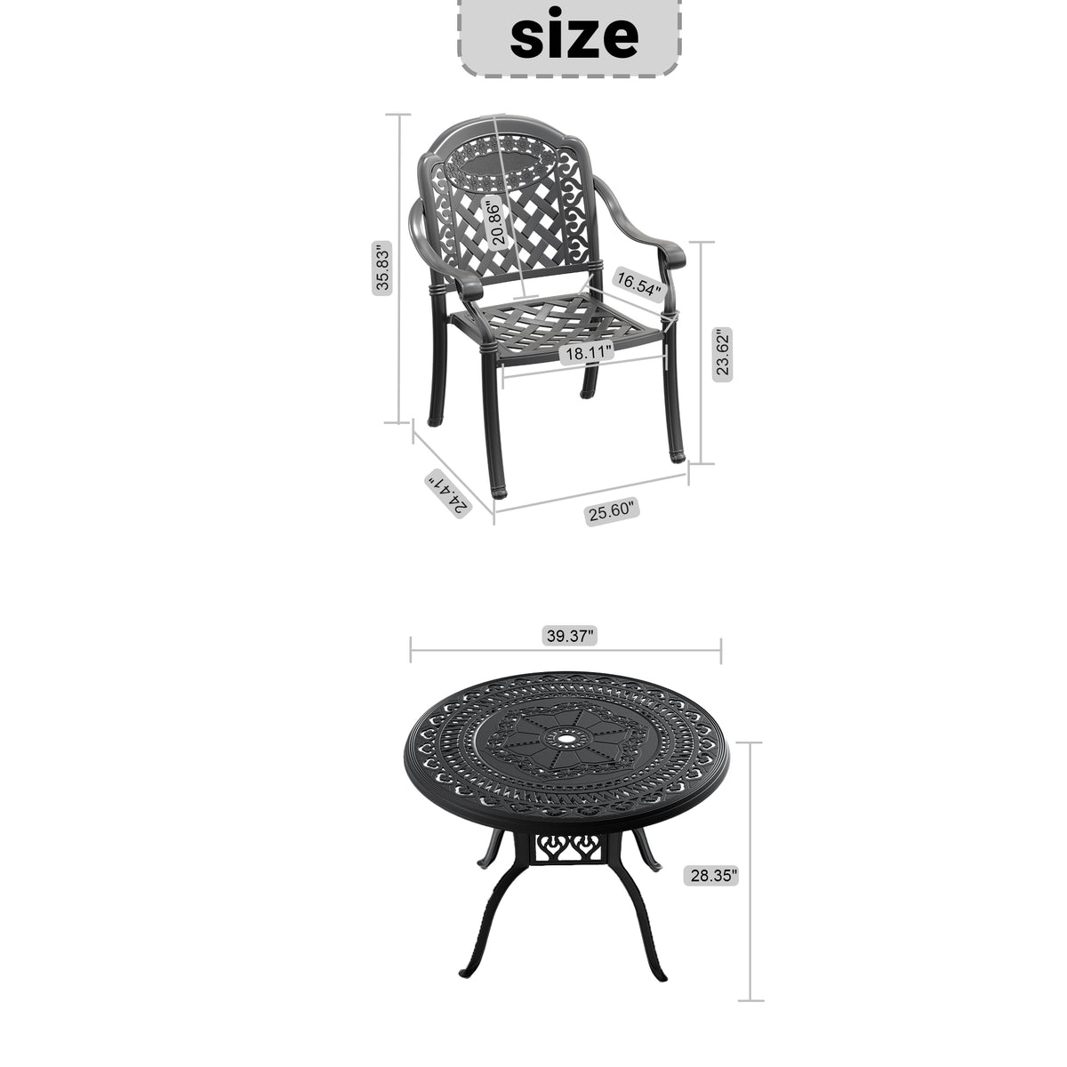 (Cushions In Random Colors)5-Piece Set Of Cast Aluminum Patio Furniture With Cushions