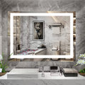 Miroir de salle de bain LED 48 x 36 pouces avec éclairage, anti-buée et intensité réglable, pour coiffeuse de salle de bain