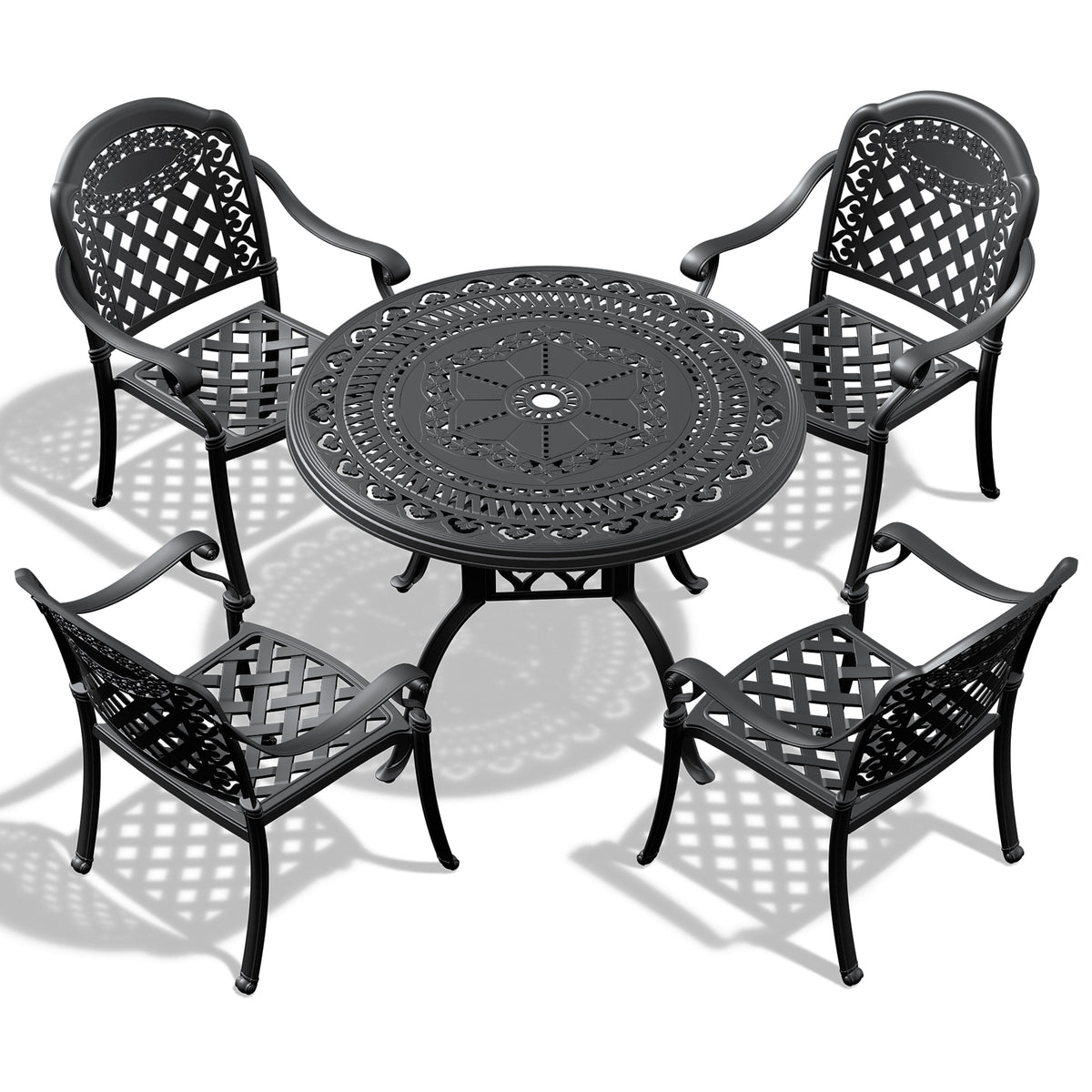 (Cushions In Random Colors)5-Piece Set Of Cast Aluminum Patio Furniture With Cushions