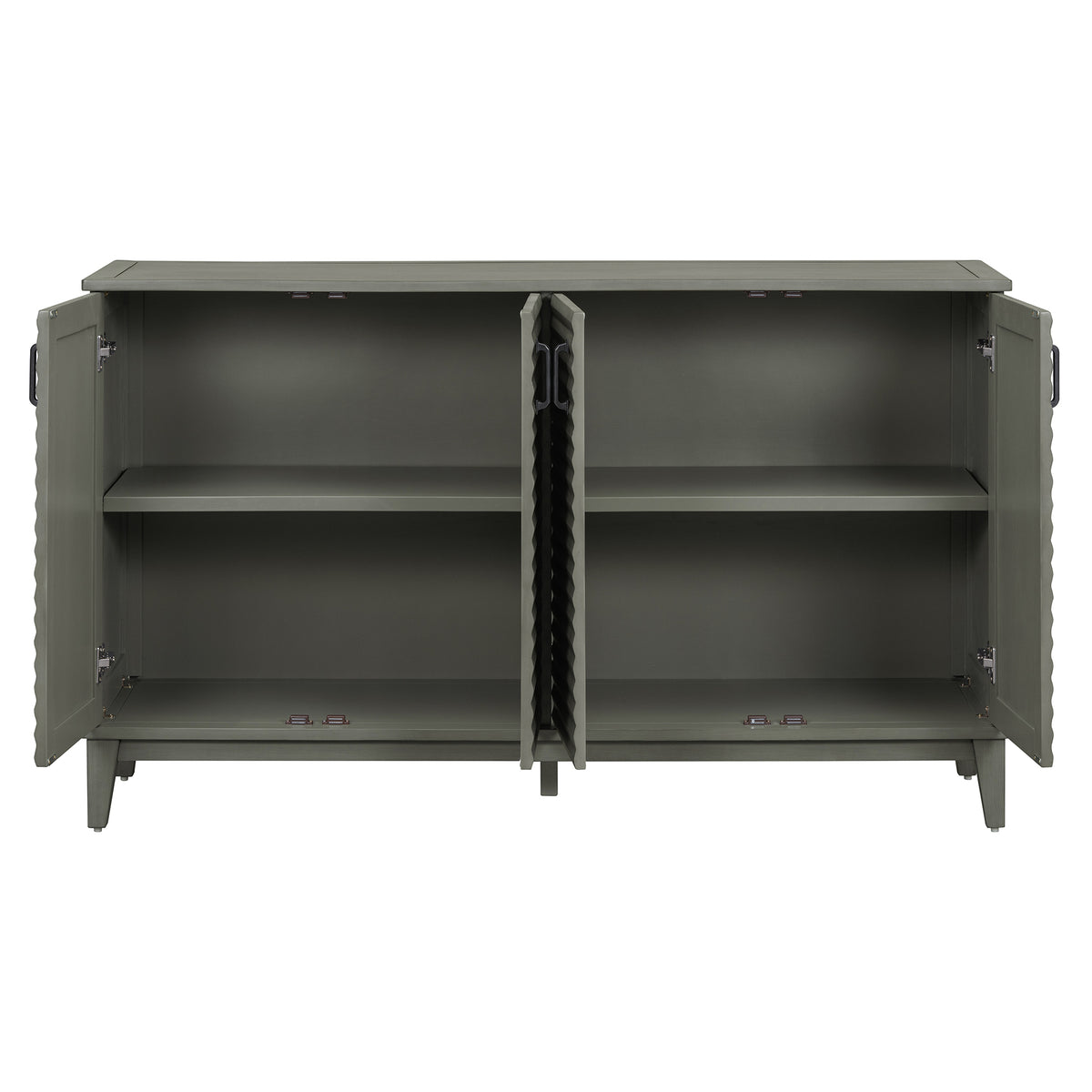 TREXM side panel with 4-door large storage buffet, adjustable shelves and metal handles (antique gray)