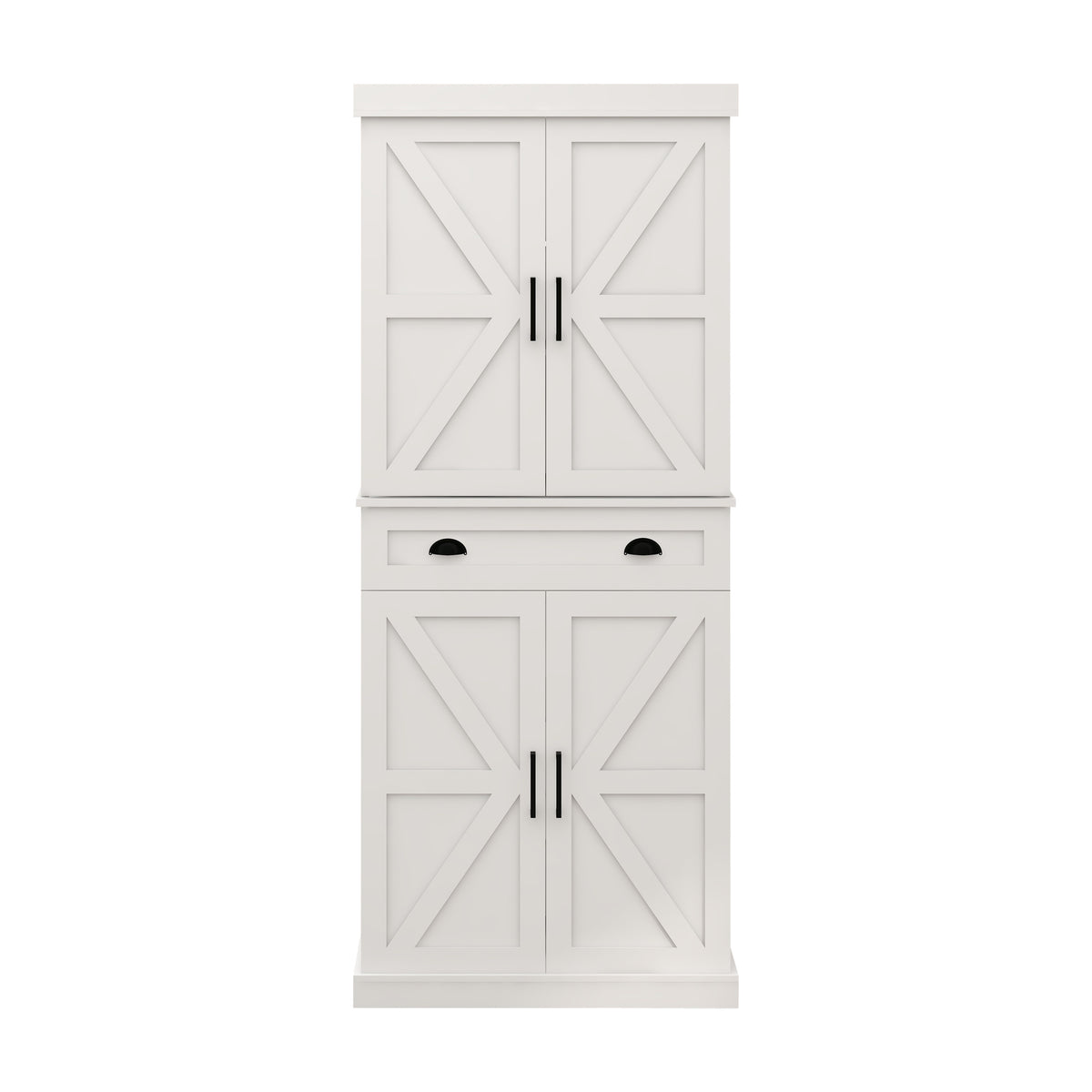 71" Kitchen Pantry Storage Cabinet with 4 Doors(2Doors with Racks)1 Drawer 2 Adjustable Shelves Freestanding Cupboard