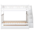 Full over Full Bunk Bed with Trundle and Staircase White