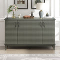 TREXM side panel with 4-door large storage buffet, adjustable shelves and metal handles (antique gray)