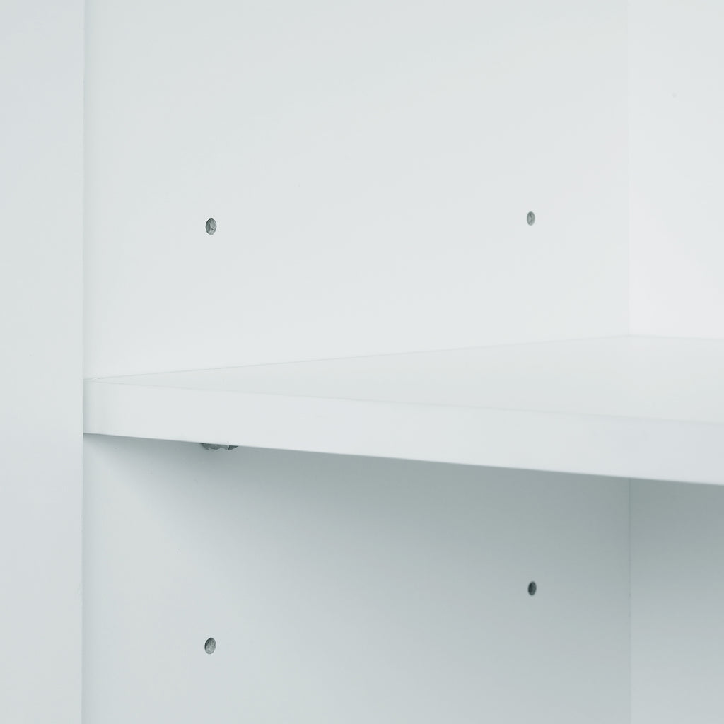 Bathroom storage cabinet, 4-door independent cabinet, adjustable shelf, open multi-layer shelf, white
