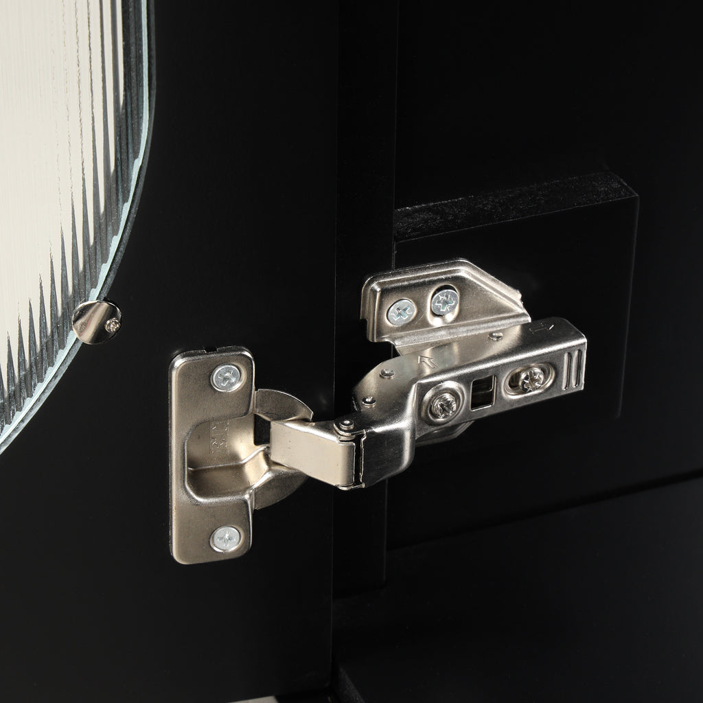 Meuble-lavabo de salle de bain de 76 cm avec lavabo, Meuble de rangement de salle de bain avec trois tiroirs et une porte, Bois massif et MDF, Noir